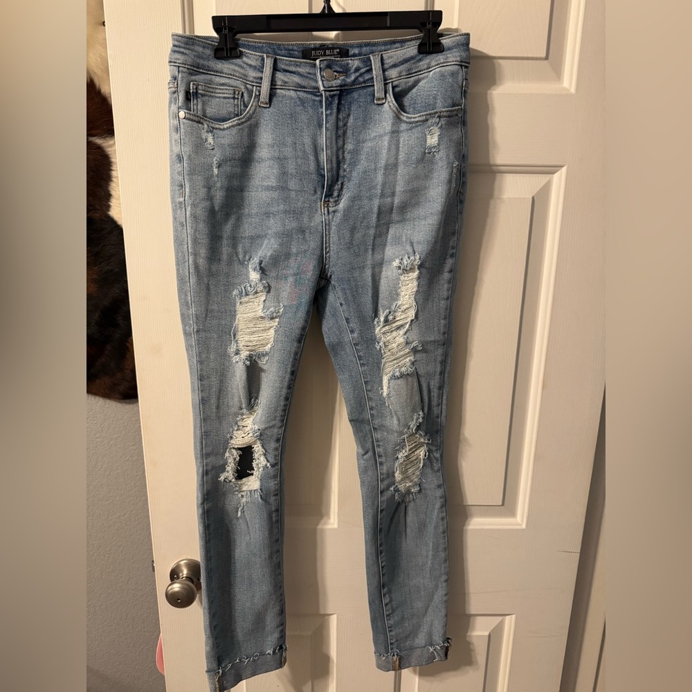 Judy Blue Ripped Light Blue Skinny Jeans